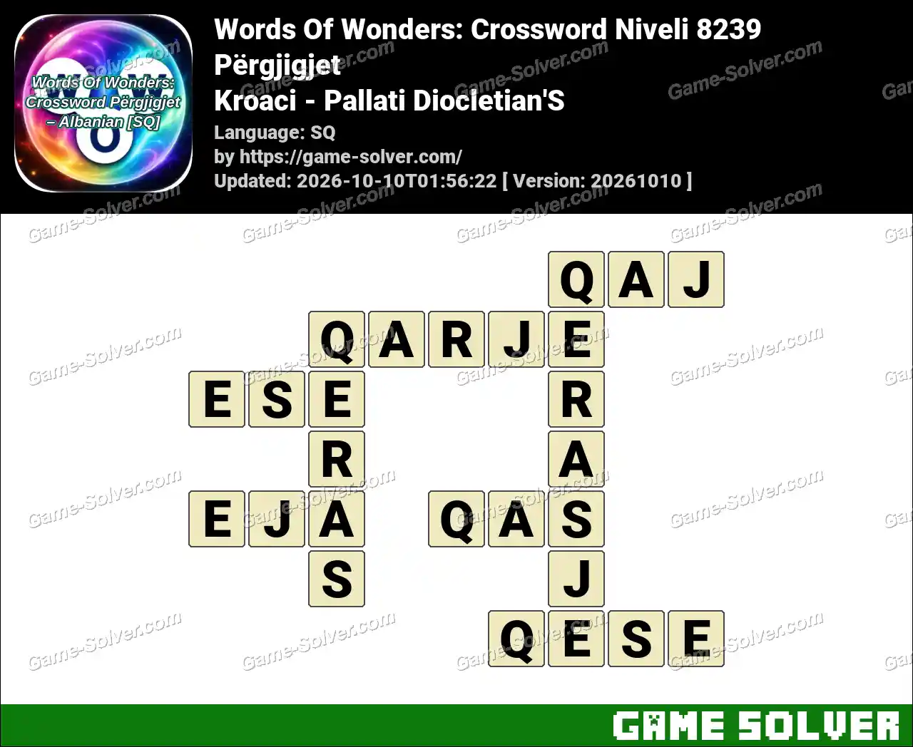 Words Of Wonders: Crossword Niveli 8239 Përgjigjet – Kroaci – Pallati Diocletian’S